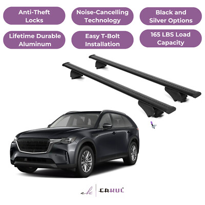 ERKUL Roof Rack Cross Bars for Mazda CX-90 CX90 2024-2025 - Flush Rails - Black