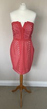 FAB Spotlight by Warehouse Coral Pink Cut-Out Work Bandeau Dress Size 12 NEW £70