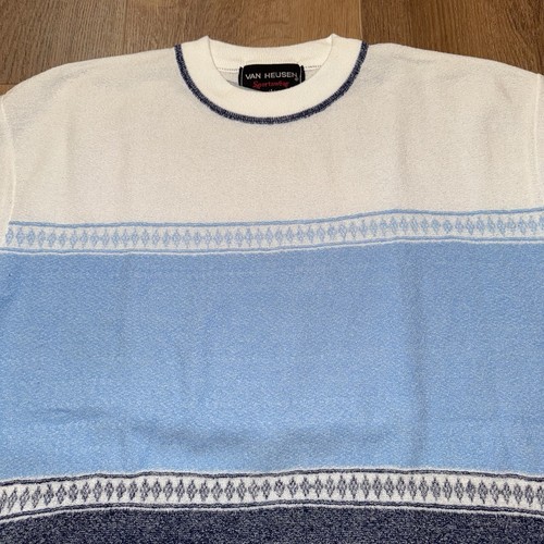 Mens Van Heusen Shirt Vintage 1960s 1970s Polyester Atomic MCM Mod NOS New Large - Picture 9 of 16