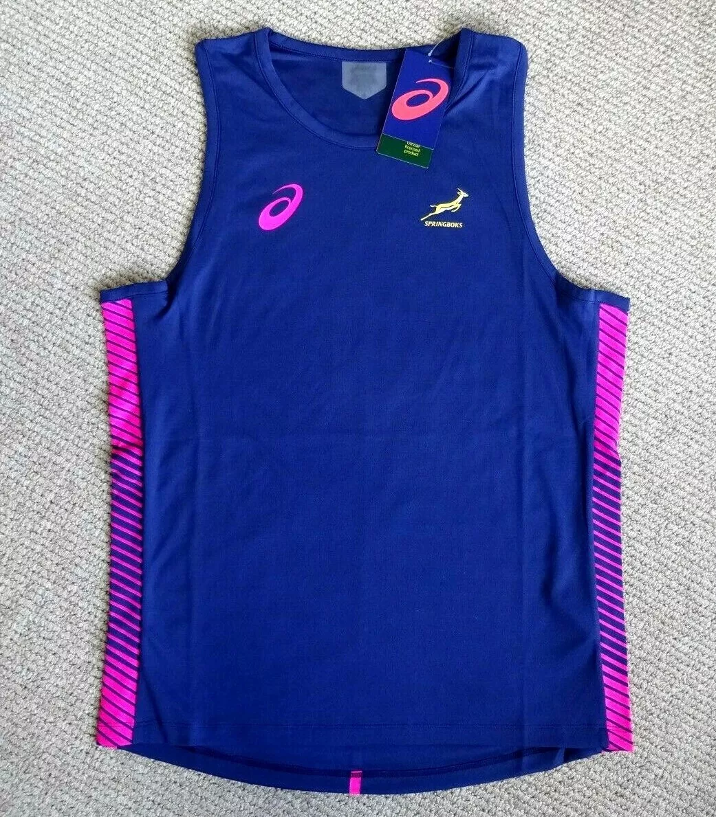 XXL ASICS SPRINGBOKS South Africa Indigo RUGBY VEST SINGLET shirt