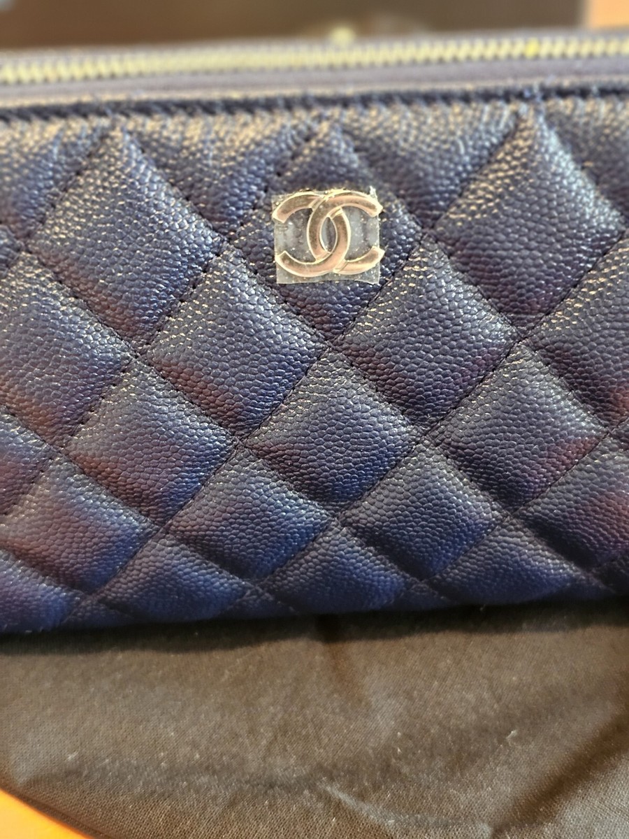 Chanel Petite Maroquinerie Wallet Pouch 7x4x2inch Blue Navy Caviar