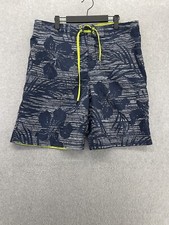 Speedo Men's Swim Trunks Blue Size XXL Neon Trim Floral Hibiscus