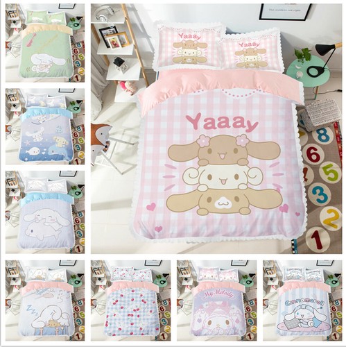 Cinnamoroll Bettwäsche Set Niedlich Spitze Bettlaken Quilt Cover Single/Doppel/Queen Size - Bild 1 von 20