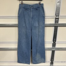 Vtg Sears Perma Prest Flares 70s 80s Talon Zipper Sun Faded Mens Pants 28x32
