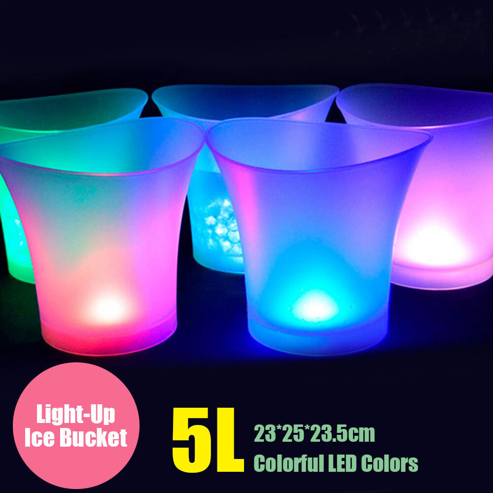 7 Colour Changing 5 L LED Ice Bucket Cooler Champange Wine Drinks Party Bar