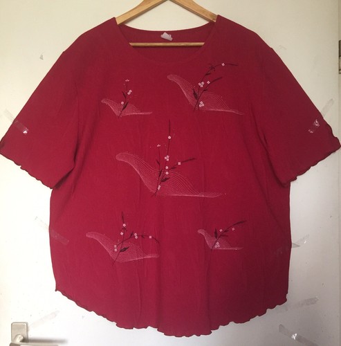 V&G- Elegant Tunika-Bluse, Dunkelrot Mit Glitzer,Details,Stretch,Gr.XXXL,Wie Neu - Bild 8 von 9