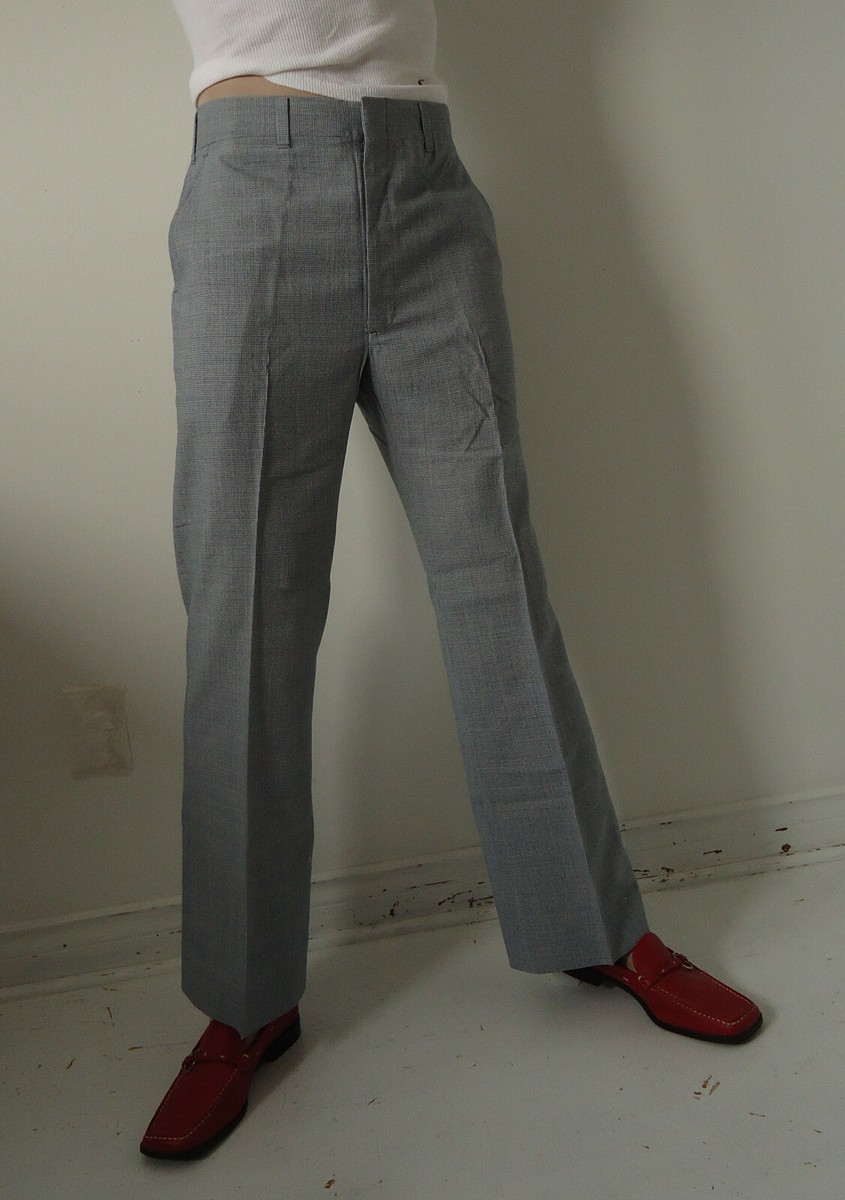 【70s】EURO Vintage FlatFront Slacks Opti Vtg 70s 80s Gutos Mens wool Blue dress pants trousers 34x33