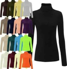 Ladies Womens Polo Neck Roll Neck Turtle Neck Plain Jumper Top Long Sleeve 8-26
