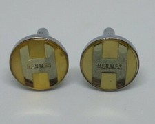 Rare vintage Hermes Metal and glass Cufflinks 