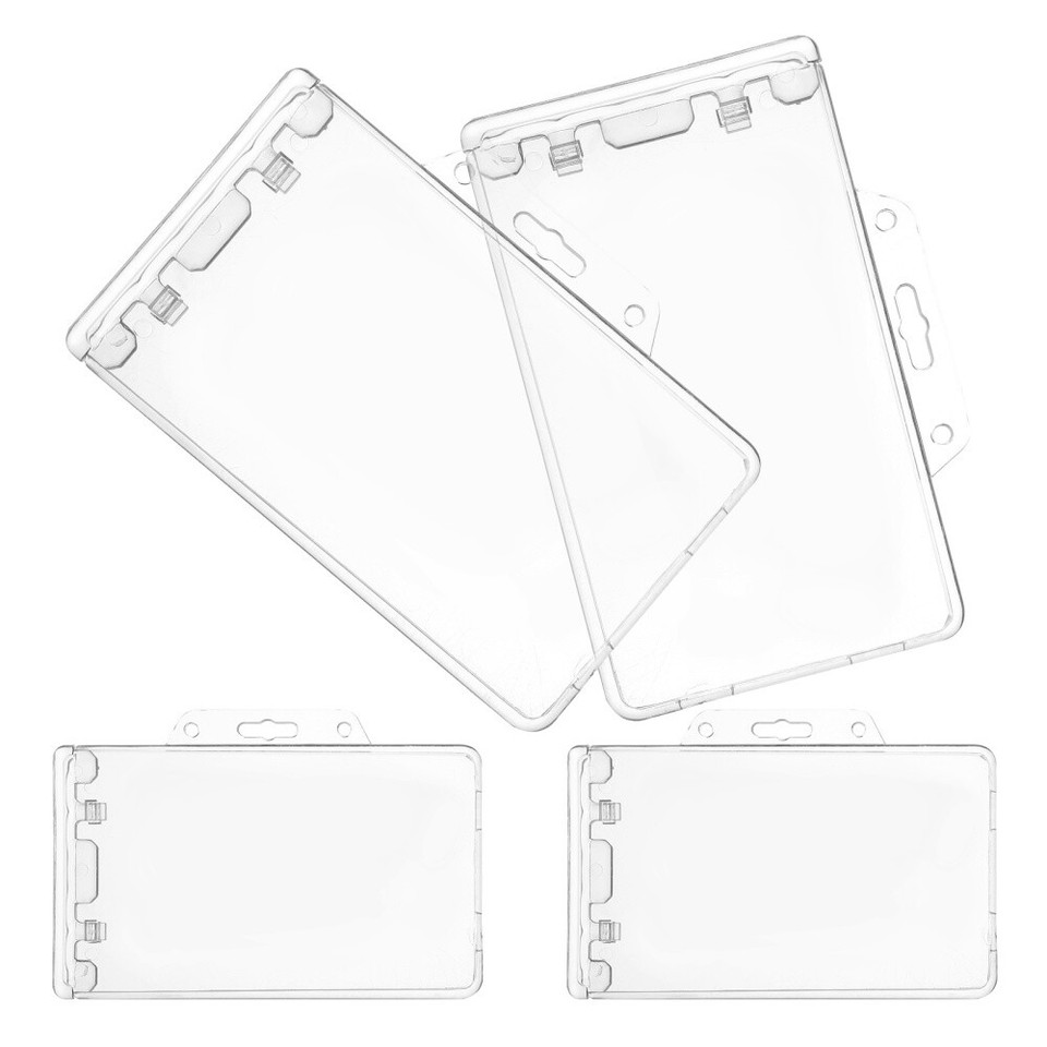 4Pcs ID Badge Holder Transparent Cards Holder Plastic ID Card Holder ID Card eBay