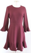Eliza J Burgundy Maroon Bell Sleeve Fit and Flare Flounce Hem Dress Size 4