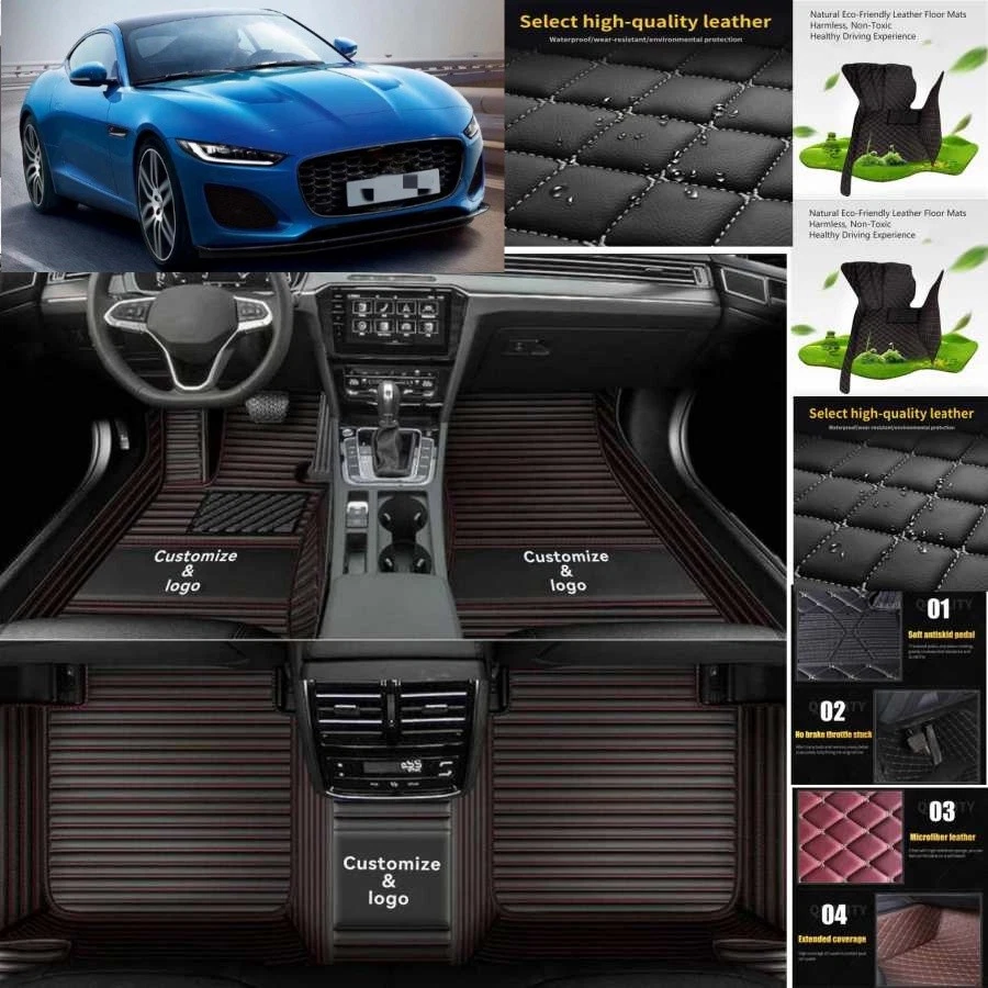 For Jaguar F-Type Car Floor Mats Custom Waterproof Luxury Carpets Auto Liner Foto 4 de 4