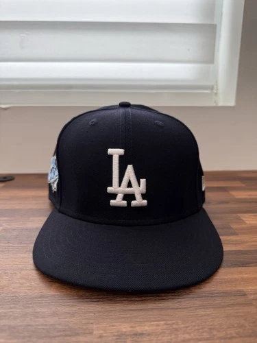 New Era 59Fifty Los Angeles Dodgers Hat 7 1/2 Navy Blue 1988 World Series Patch