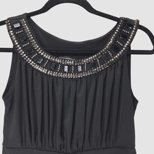 Haani Black Sleeveless Dress S Embellished Studded Collar Pleated Cocktail Party