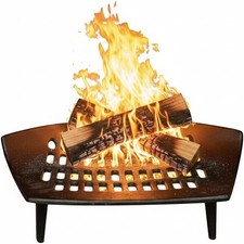 Fire Grate Cast Iron Black 16" Fireplace Log Coal Log Open Fire Accessory Rack