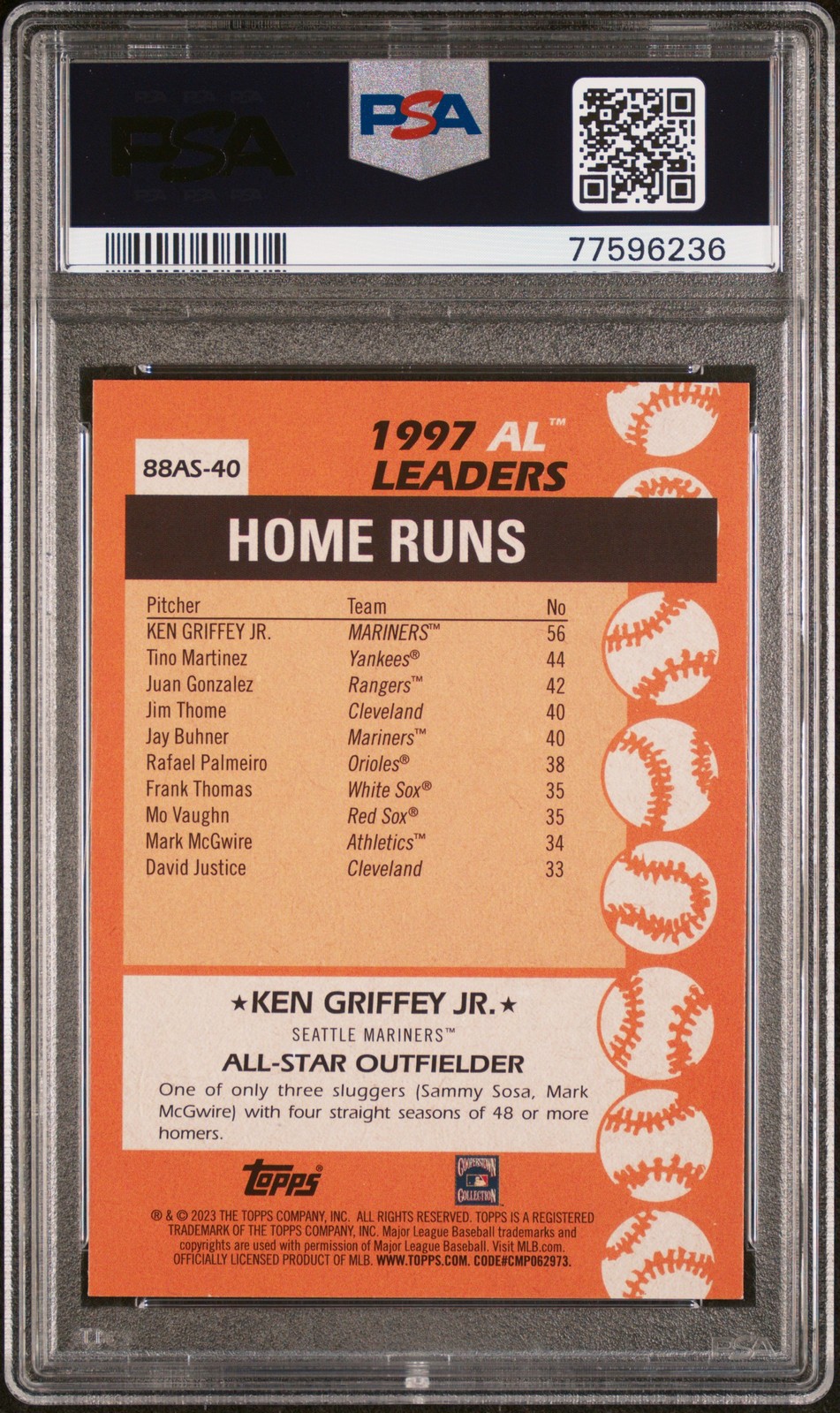 2023 TOPPS 1988 TOPPS ALL-STAR BASEBALL #88AS40 KEN GRIFFEY JR. PSA 10 view 2