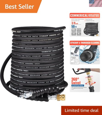 #ad 50FT 3 8quot; Heavy Duty Pressure Washer Replacement Hose Brass amp; Rubber Design $107.07