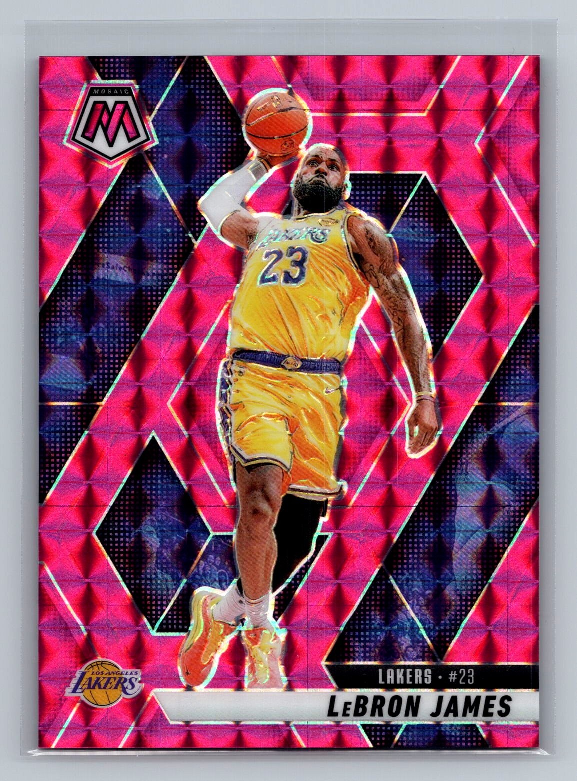 LeBron James 2024-25 Panini Mosaic #180 Pink Mosaic #/175 Lakers