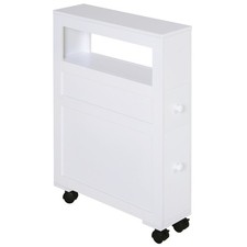 HOMCOM 72x16cm Narrow Bathroom Storage Unit 2 Drawers Open Top 4 Wheels Slimline