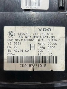 BMW X1 E84 Kombiinstrument 9187371 2.00 Diesel 130kw 2011 33347520