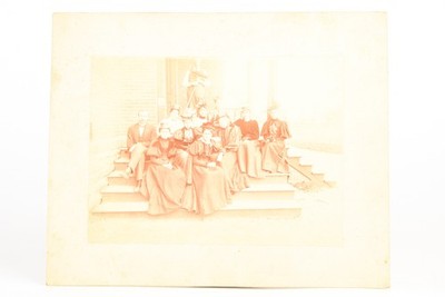 1890s Mounted Albumen Print 10  x 8 '' - Family Portrait on Porch V21
