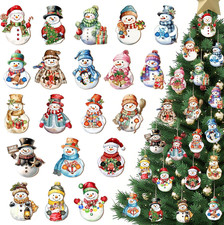 40 Pcs Wooden Christmas Snowman Ornaments Xmas Tree Decorations