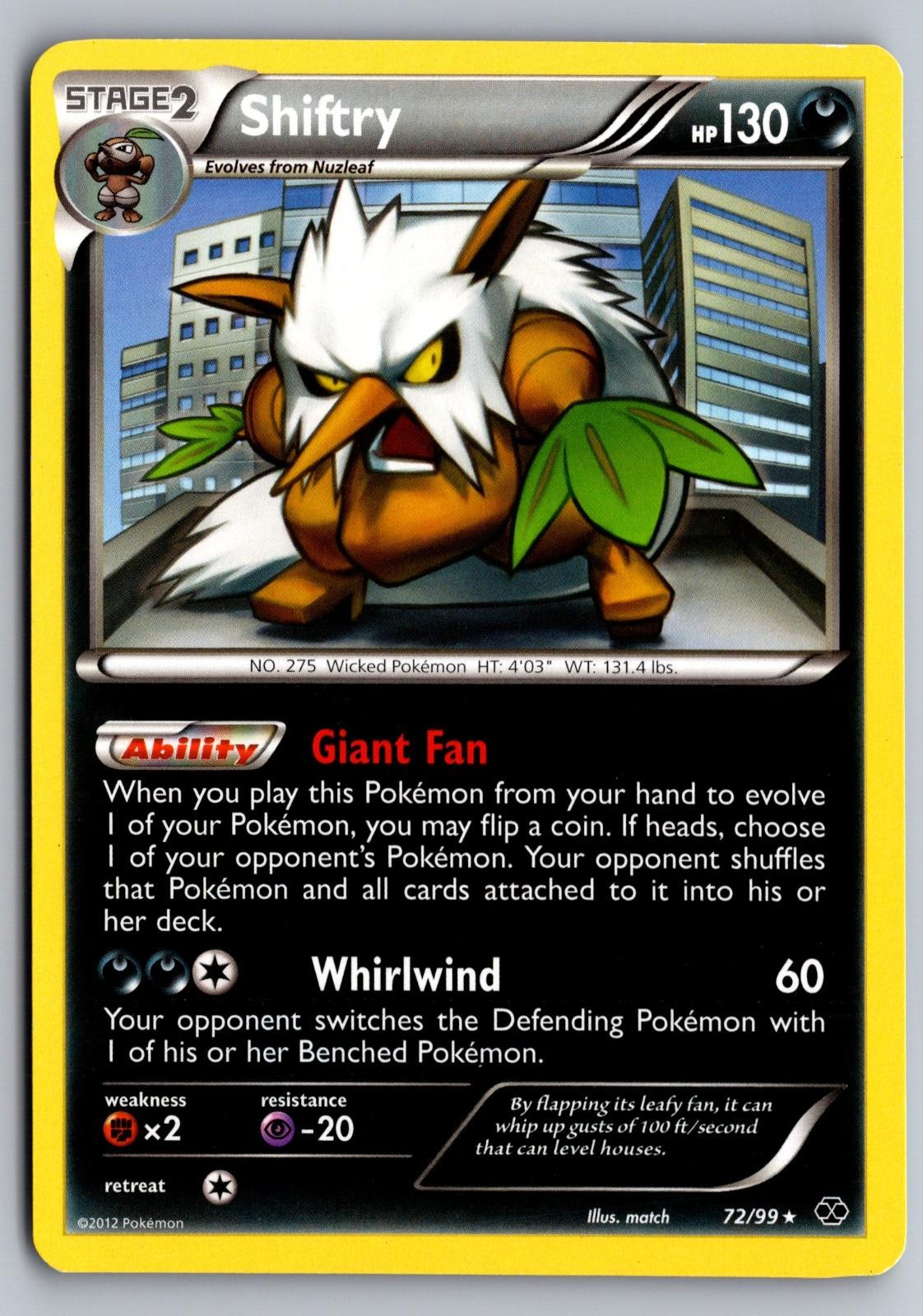 Shiftry 72/99 Rare Next Destinies Pokemon Moderately Played