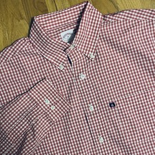 Brooks Brothers Mens 346 Medium Red Gingham Long Sleeve Button Down Shirt