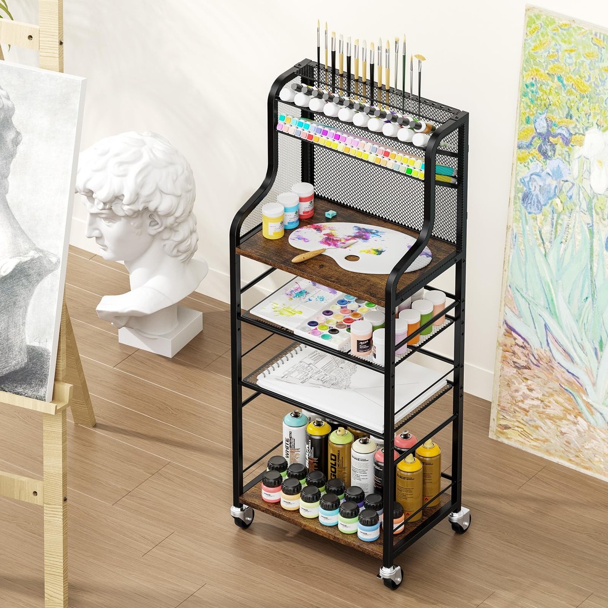 3-Layer Art Supply Organizer Box - Portable Paint Storage With Handle For Brushes & Crafts