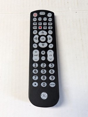 GE Universal Remote Control TV DVD AUX Replacement Black Gray Buttons Infrared