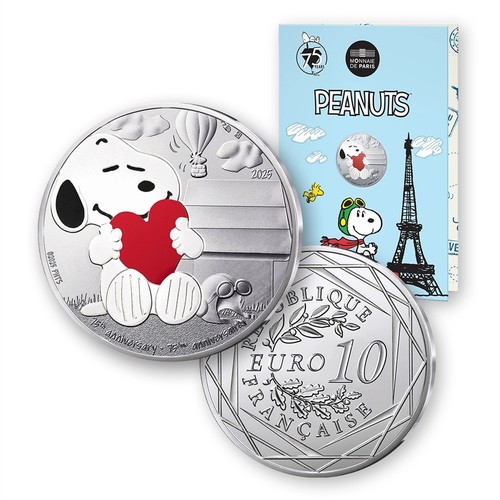 France Peanuts 75th Anniversary Snoopy Silver Coin