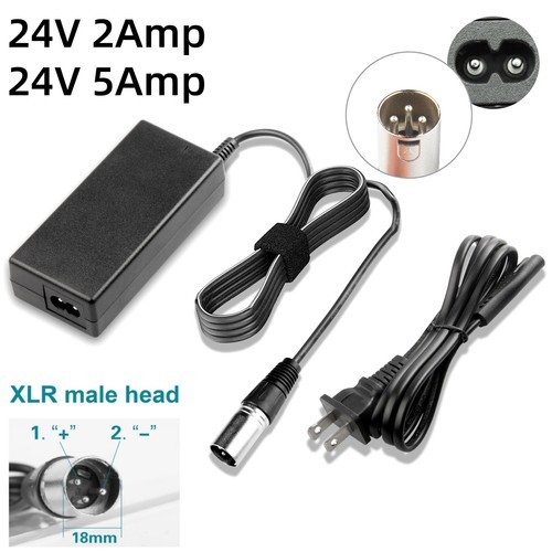 24V 2A/5A XLR Charger for ActiveCare Catalina Wheelchair Rascal Pride Revo