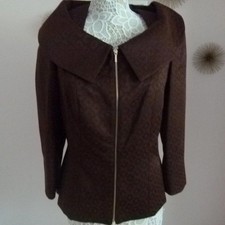 LKNW John Meyer unique brown textured blazer zip so adorable 14