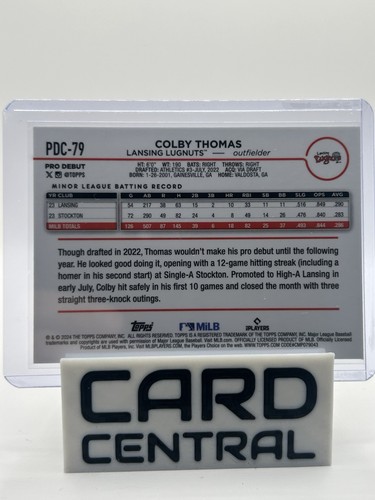 2024 Topps Pro Debut - Chrome Colby Thomas #PDC-79 Blue Refractor /150 (RC) - Picture 2 of 2