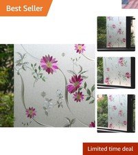 Elegant Static Cling Window Film - 35.4x157.5" UV Protection with Floral Design