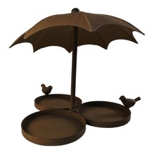 Vogelhaus Futterstation Vögel Wassertränke mit drei Futterplätzen aus Metall in