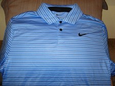 Nike Dri-Fit FD5931-412 Tour Blue Striped Polo Golf Shirt Men's Medium