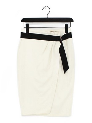 Ba&sh Damen Midi Rock S Creme Polyester mit Viskose, Elasthan Midi Wickeloptik