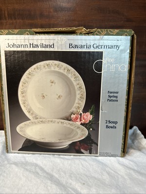 Vintage Johann Haviland Forever Spring Pair Of Soup Bowls New Open Box NOS