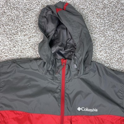 Columbia Jacket Mens Large Red Gray Omni-Shield Hooded Full Zip