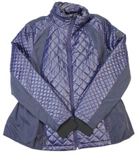 Michael Kors Womens Large Quilted Puffer Jacket Dark Blue Outerwear
