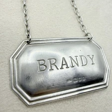Vintage Sterling Silver Decanter Liquor Label for Brandy Bottle Accessory