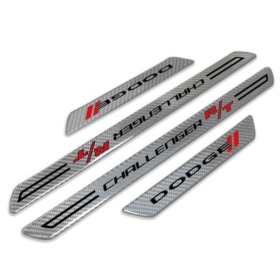 Dodge Challenger R/T Silver Carbon Fiber Universal Door Sill Kick Plates