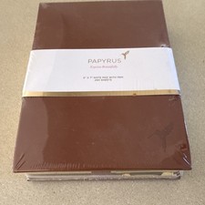 Papyrus 5" x 7" Note Pad with Pen, 5 x 7 in Sheet Size, Brown