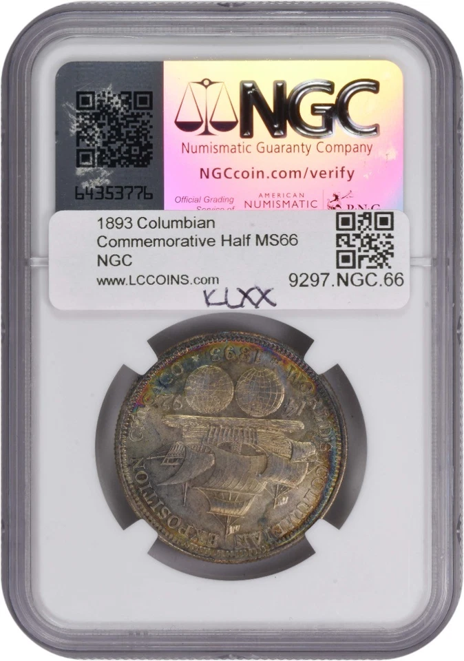 Columbian Commemorative Silver Half Dollar 1893 MS66 NGC - Image 2 of 4