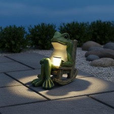 Schaukelstuhl-Froschstatue solarbetrieben Solar-Froschfigur niedliches Design