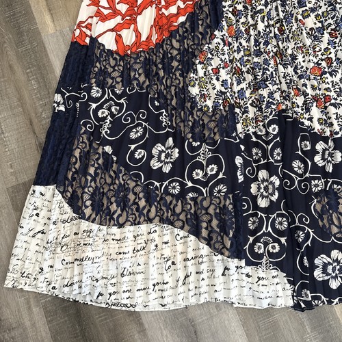 Anthropologie Maeve Isa Dress Women 16 Pleated Floral Midi Tank Mixed Print Lace - Picture 17 of 18