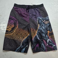 Marvel Swim Trunks Sz Large Black Panther Print Board Shorts Bathing Suit Pool
