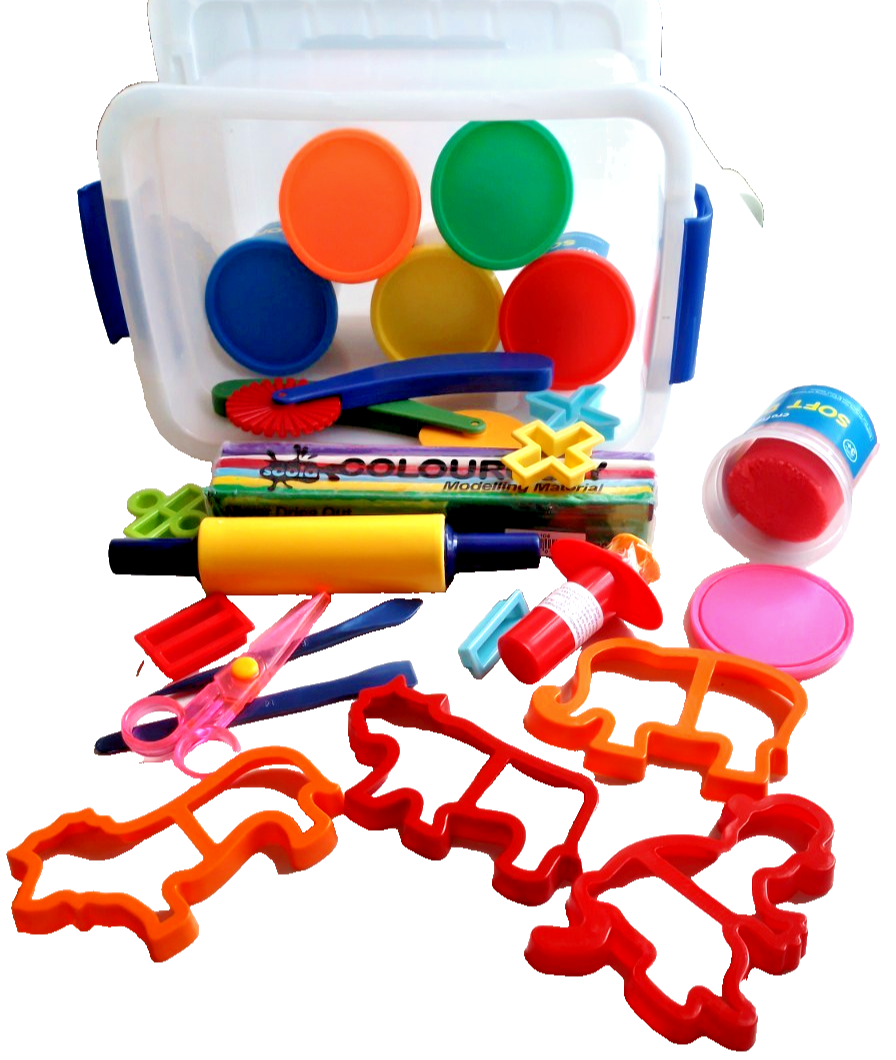 Childrens 24pc Soft Modelling Dough Set with Tools Cutters Extruder Rolling Pin