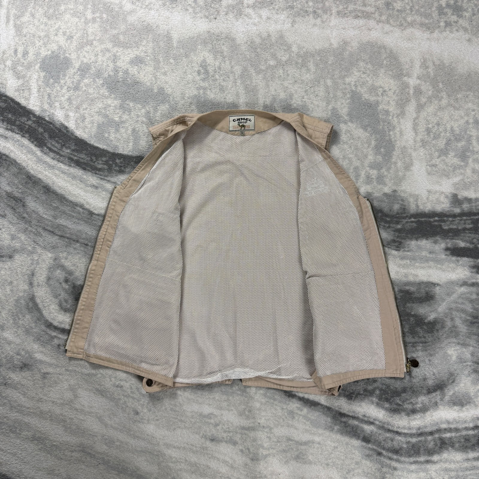 VTG Camel Shop 90's Travel Line Oversized Medium Cream Utility Field Vest Gilet image 6